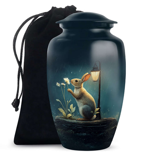 Bunny Cremation Urn for Adult Human Ashes - White Rabbit Burial Urns For Ground