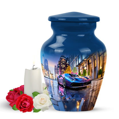 Blue Beloved Car Cremation Urns for Human Ashes - 10-inch, 200 cu in - Yatskia