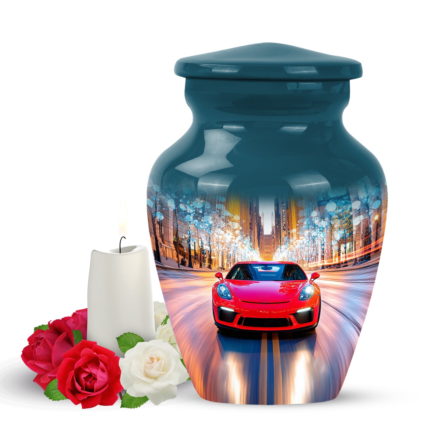 Blue Comforting Car Memorial Urn for Ashes - 10-inch, 200 cu in - Yatskia