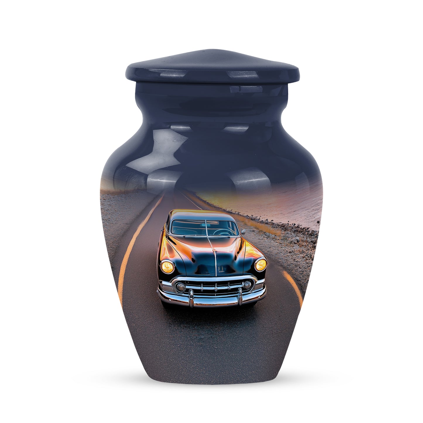 Inspiring Blue Car Passage Urn for Human Ashes - 10-inch, 200 cu in - Yatskia