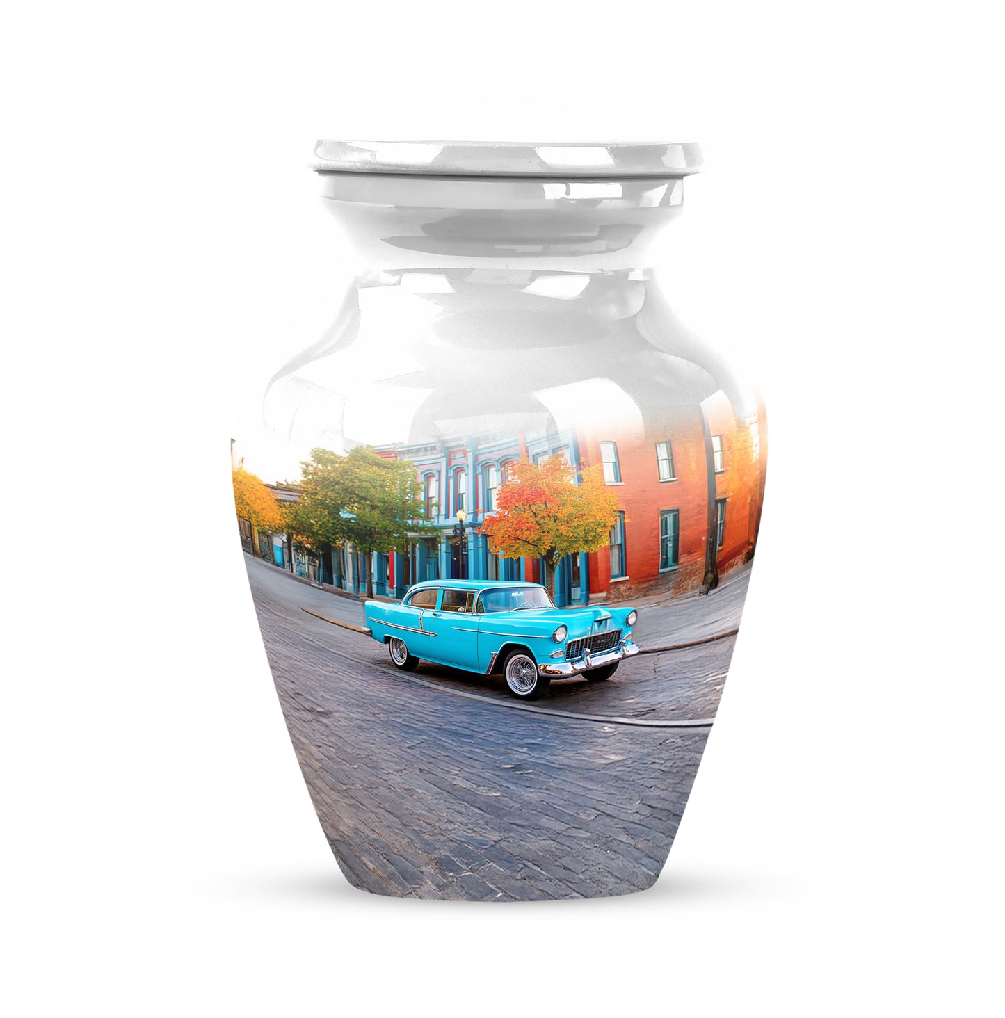 Inspiring Silver Car Farewell Urn for Human Ashes - 10-inch, 200 cu in - Yatskia