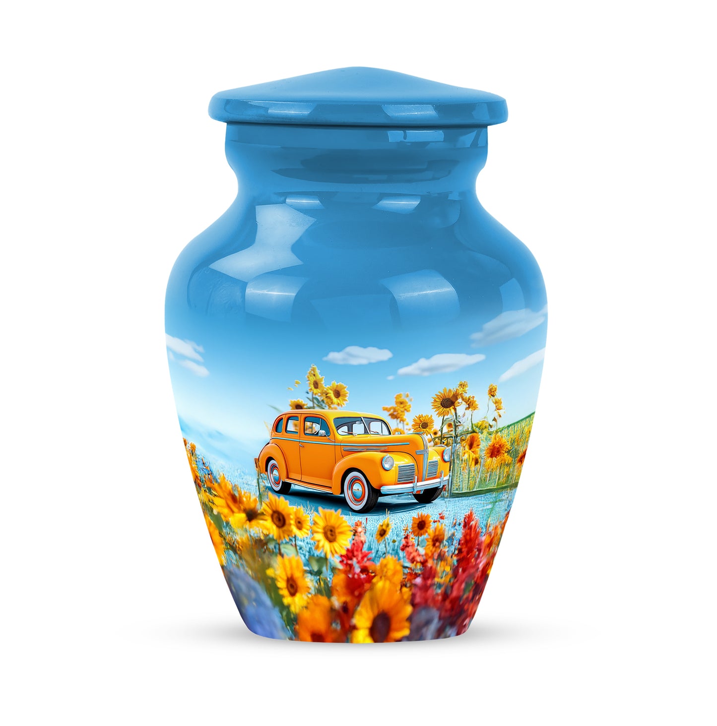 Personalized Car Cremation Urns - Pristine Blue 10-inch, 200 cu in - Yatskia