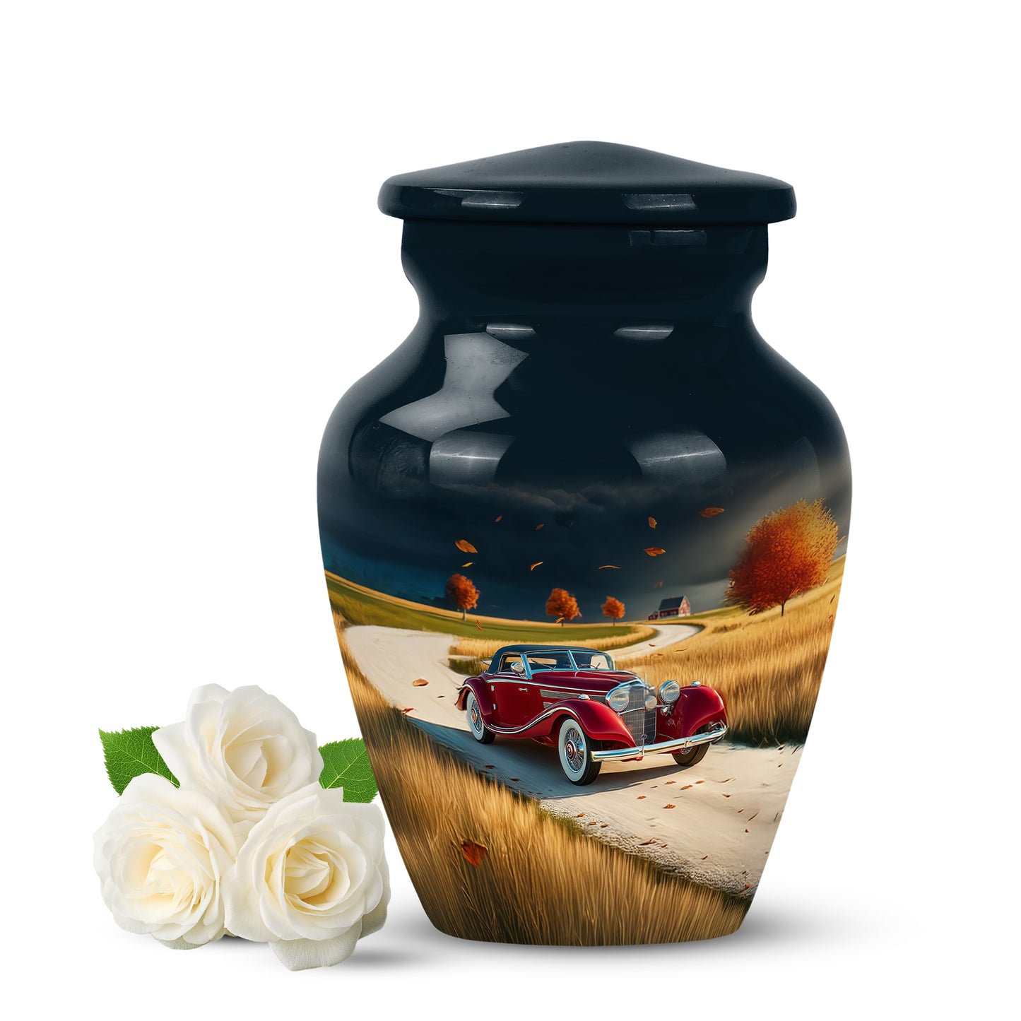 Personalized Blue Car Cremation Urns for Ashes - Enchanting 10-inch - Yatskia