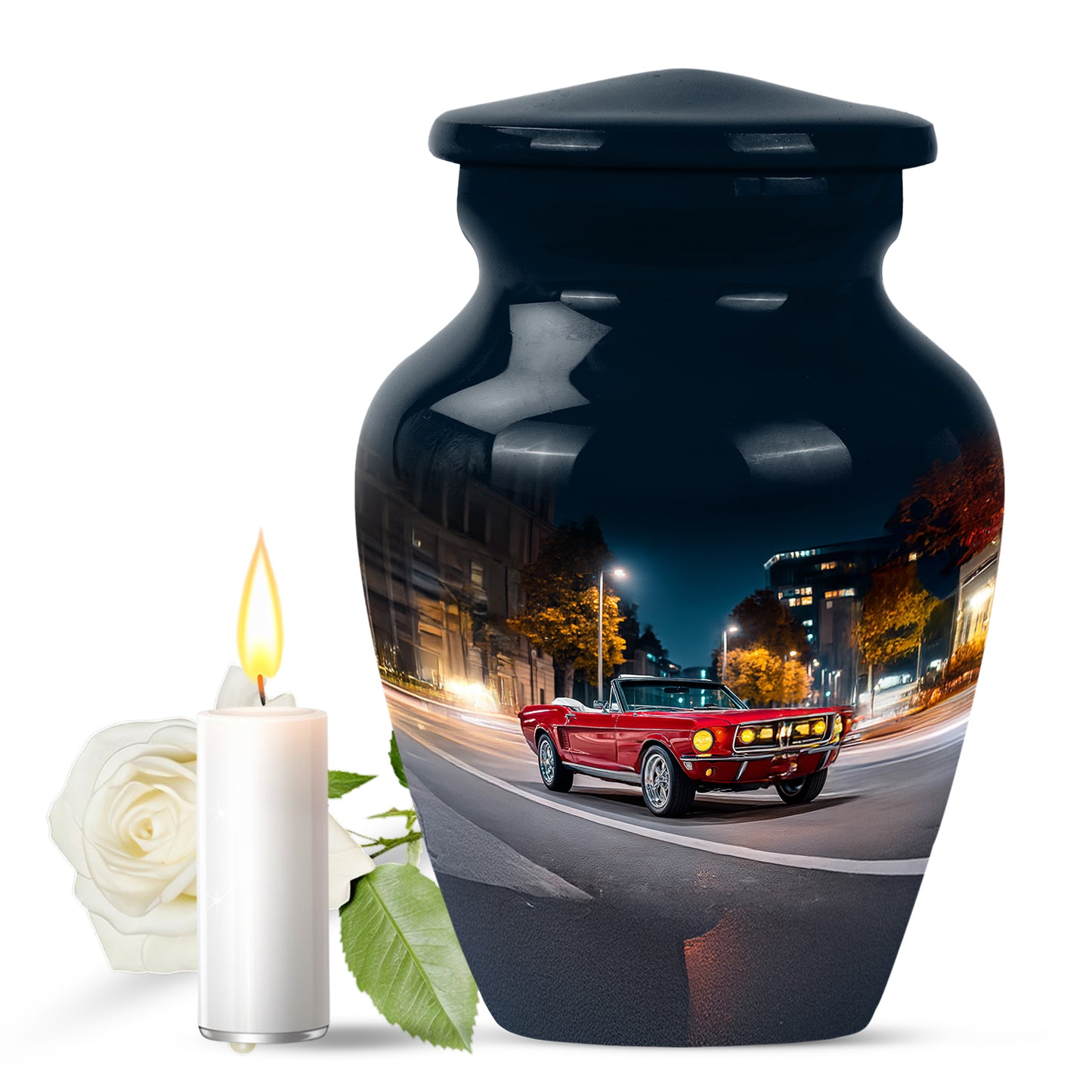 Blue Treasured Car Cremation Urns for Human Ashes - 10-inch, 200 cu in - Yatskia