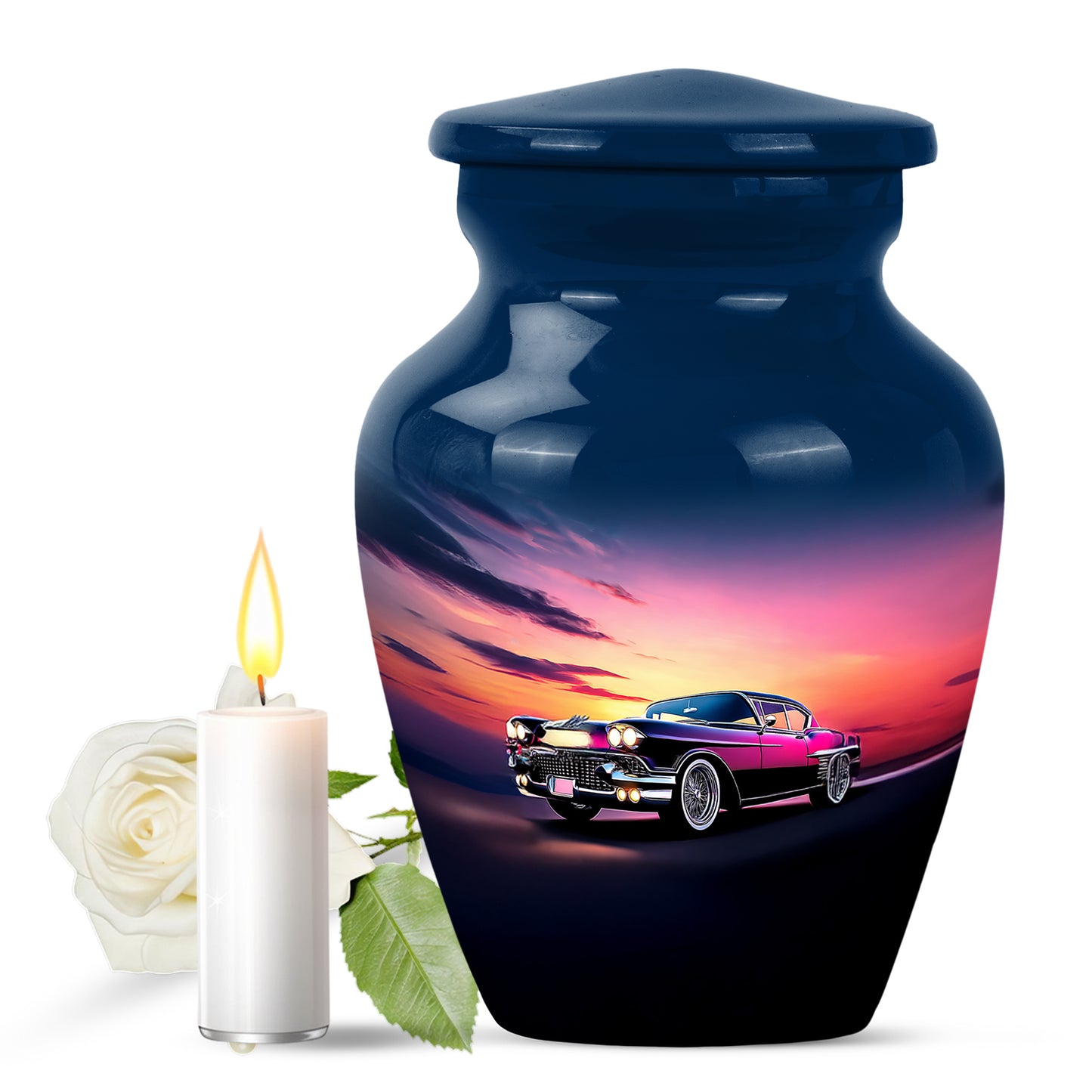 Personalized Seraphic Car Cremation Urns - Blue 10-inch, 200 cu in - Yatskia