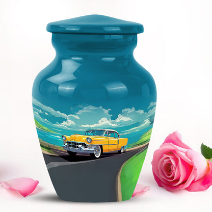 Personalized Teal Sovereign Car Cremation Urns for Human Ashes - 10-inch, 200 cu in - Yatskia