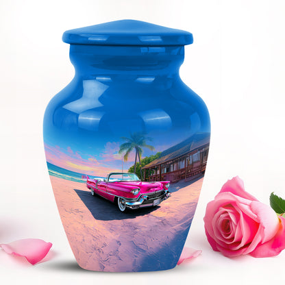 Stunning Blue Car Guardian Urn for Human Ashes - Yatskia