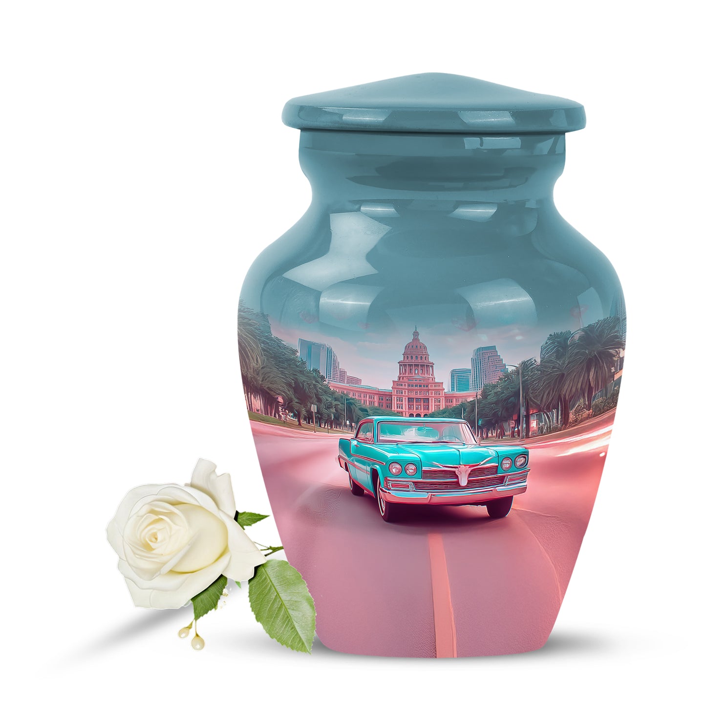Teal Car Cremation Urns - Imperial Journey 10-inch, 200 cu in - Yatskia