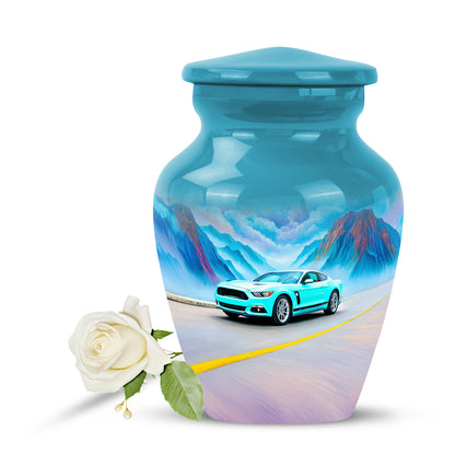 Personalized Car Cremation Urns - Pristine Teal 10-inch, 200 cu in - Yatskia