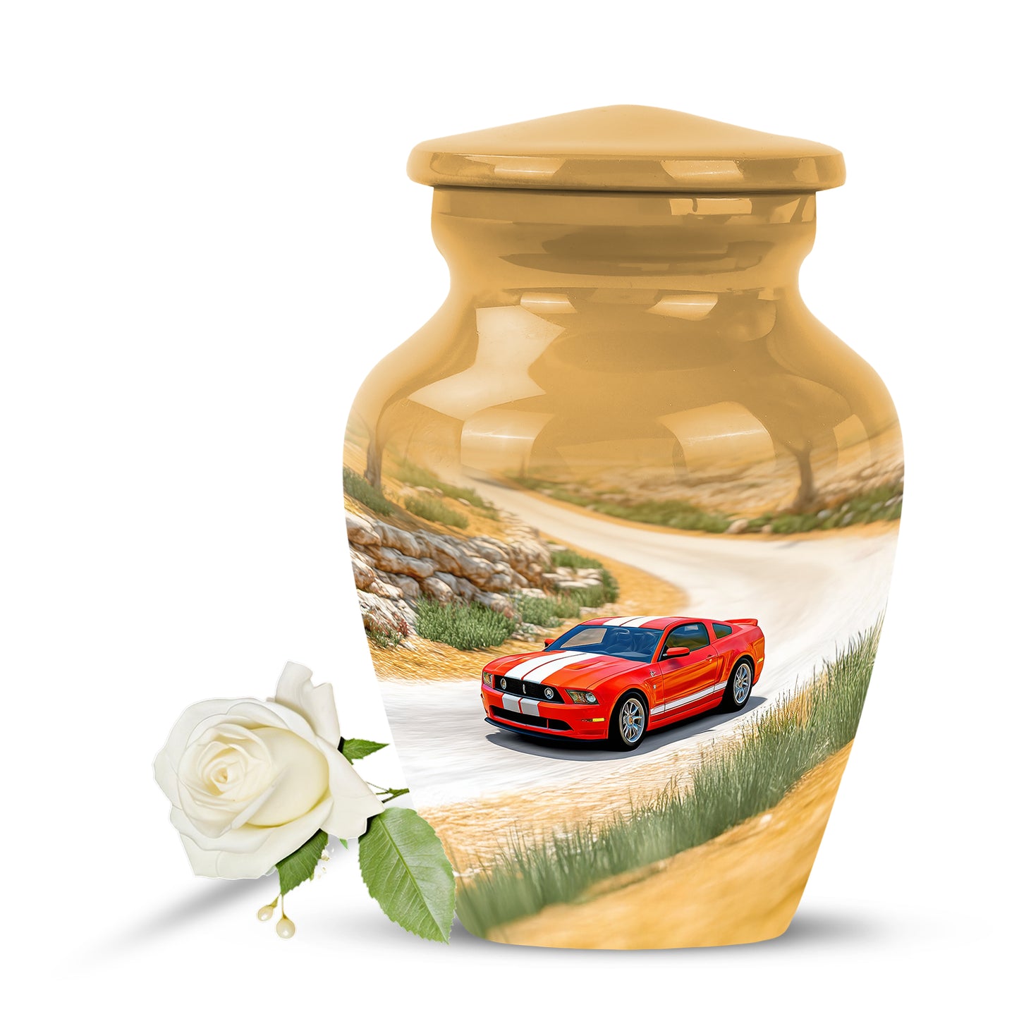 Gold Car Heritage Cremation Urns for Human Ashes - 10-inch, 200 cu in - Yatskia