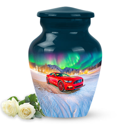 Personalized Elegant Car Cremation Urns - Blue 10-inch, 200 cu in - Yatskia