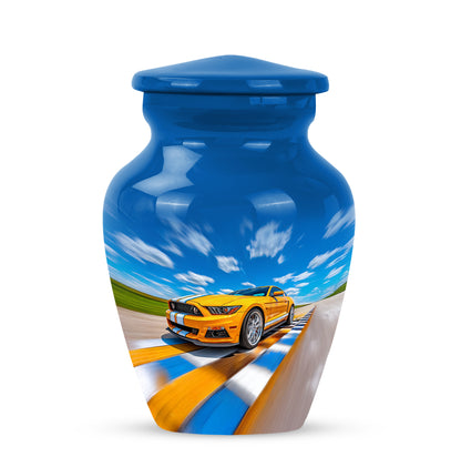 Timeless Blue Car Cremation Urn for Ashes - 10-inch, 200 cu in - Yatskia