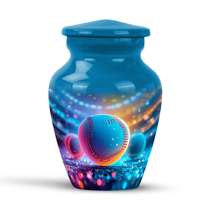 Stunning Blue Baseball Sanctuary Urn for Human Ashes - 10-inch, 200 cu in - Yatskia