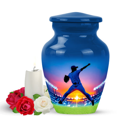 Blue Baseball Cremation Urns - Glorious Celebration 10-inch, 200 cu in - Yatskia