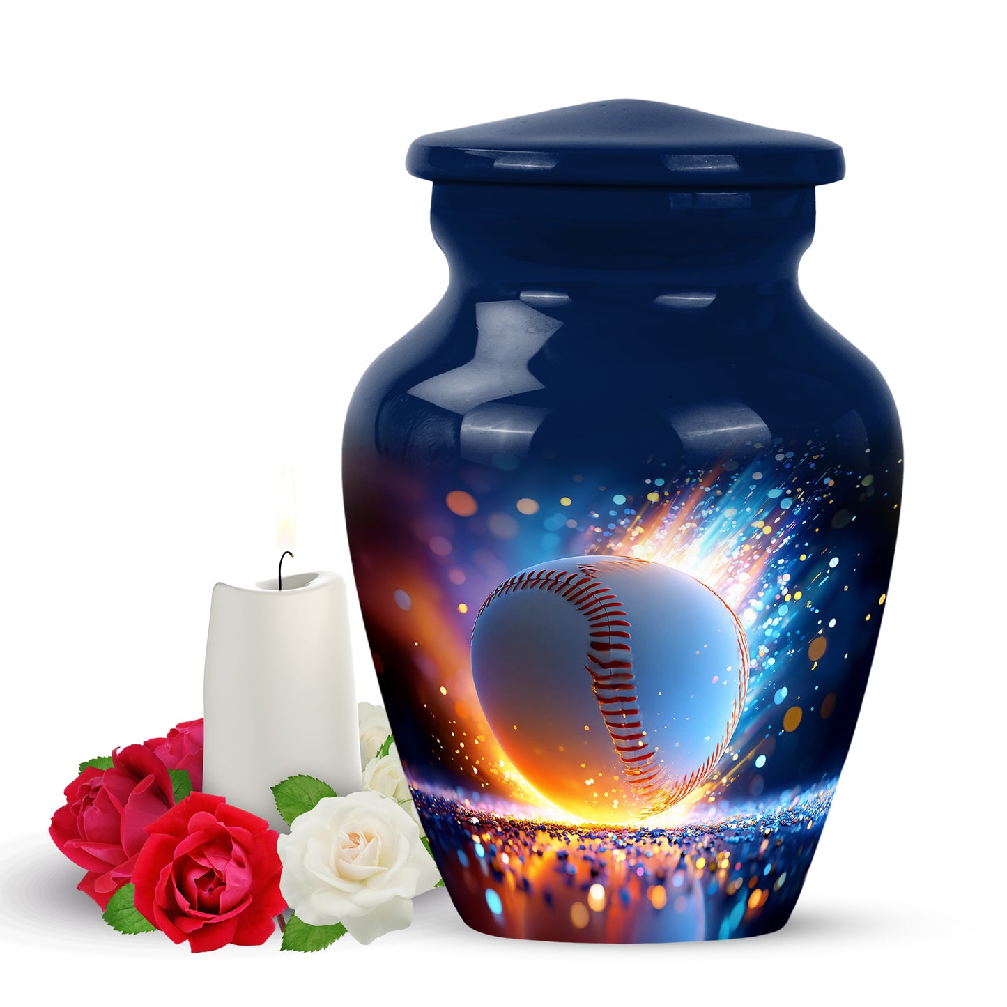 Personalized Seraphic Baseball Cremation Urns - Blue 10-inch, 200 cu in - Yatskia