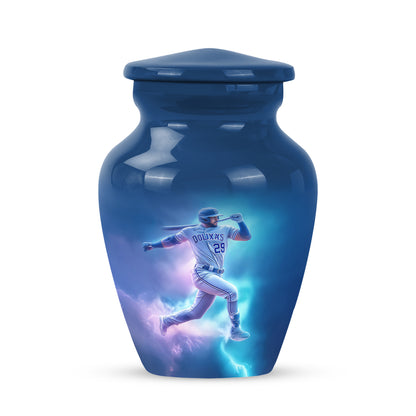 Blue Serene Baseball Memorial Urn for Ashes - 10-inch, 200 cu in - Yatskia