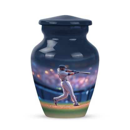 Graceful Blue Baseball Memorial Urn for Human Ashes - 10-inch, 200 cu in - Yatskia