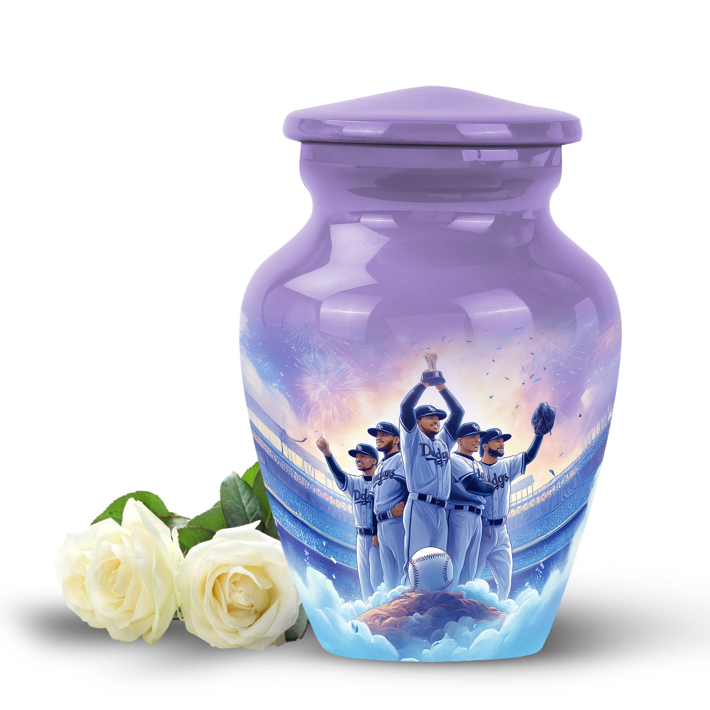 Personalized Elegant Baseball Cremation Urns - Purple 10-inch, 200 cu in - Yatskia