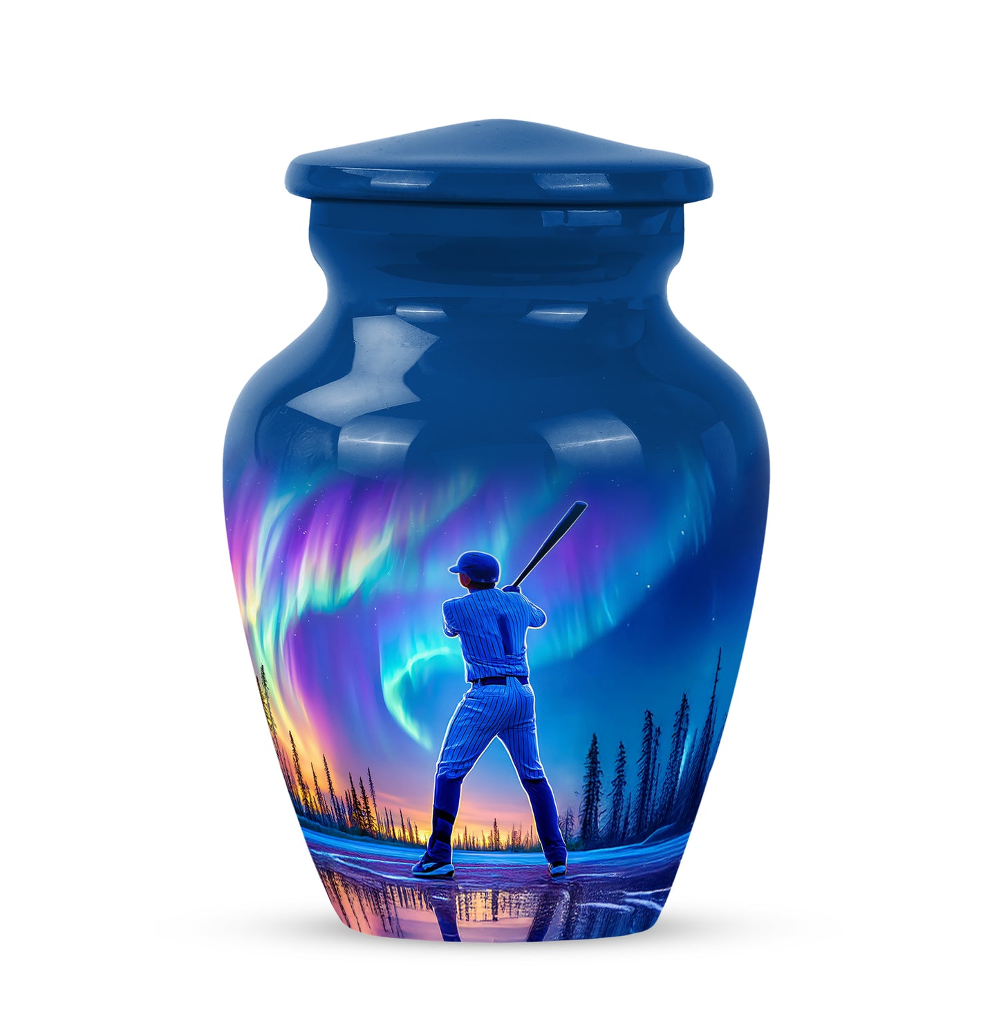 Personalized Blue Baseball Cremation Urns for Ashes - Transcendent 10-inch - Yatskia