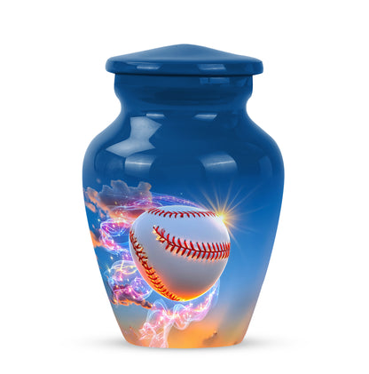 Personalized Blue Revered Baseball Cremation Urns for Human Ashes - 10-inch, 200 cu in - Yatskia
