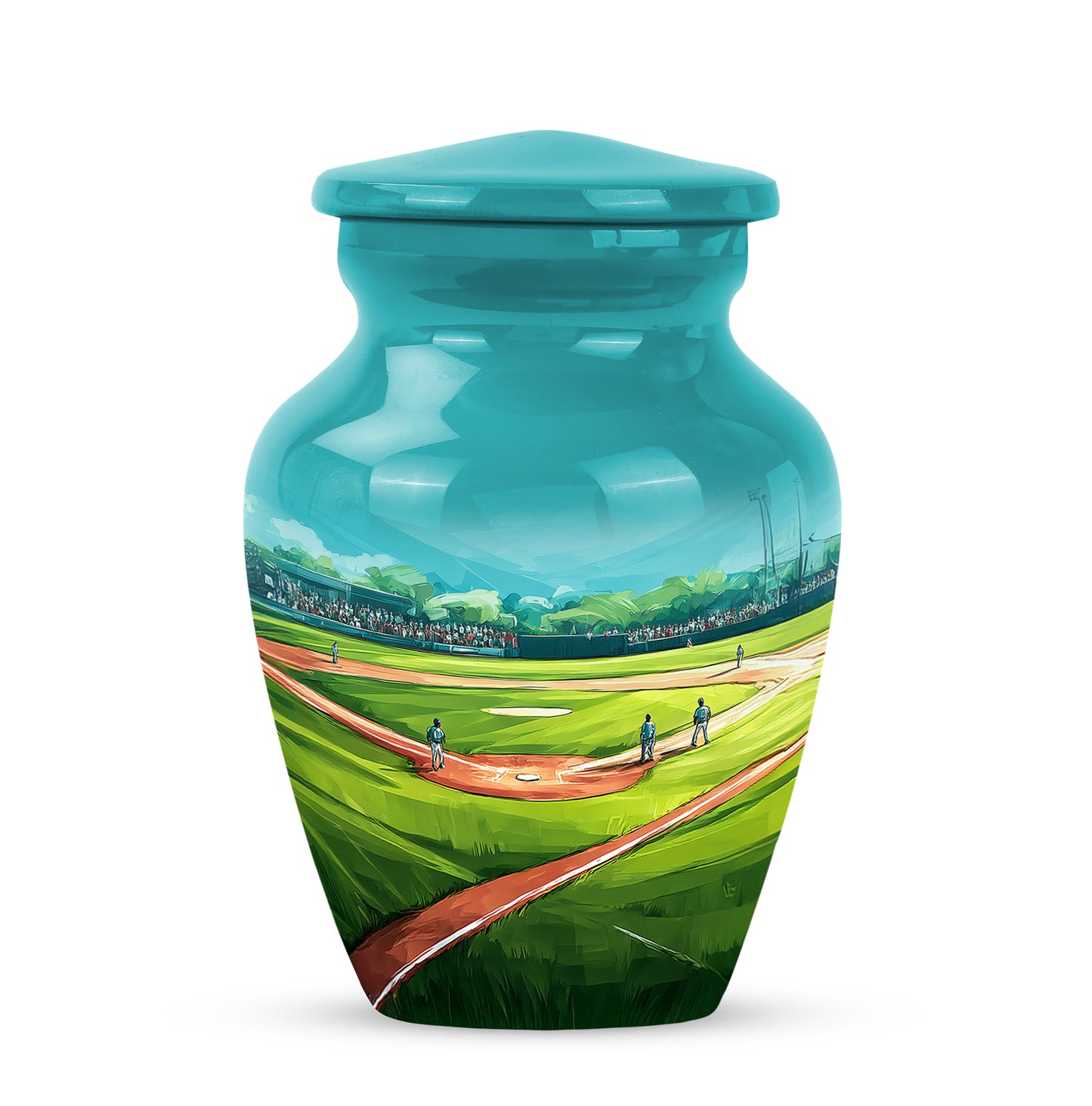 Personalized Eternal Baseball Cremation Urns - Teal 10-inch, 200 cu in - Yatskia