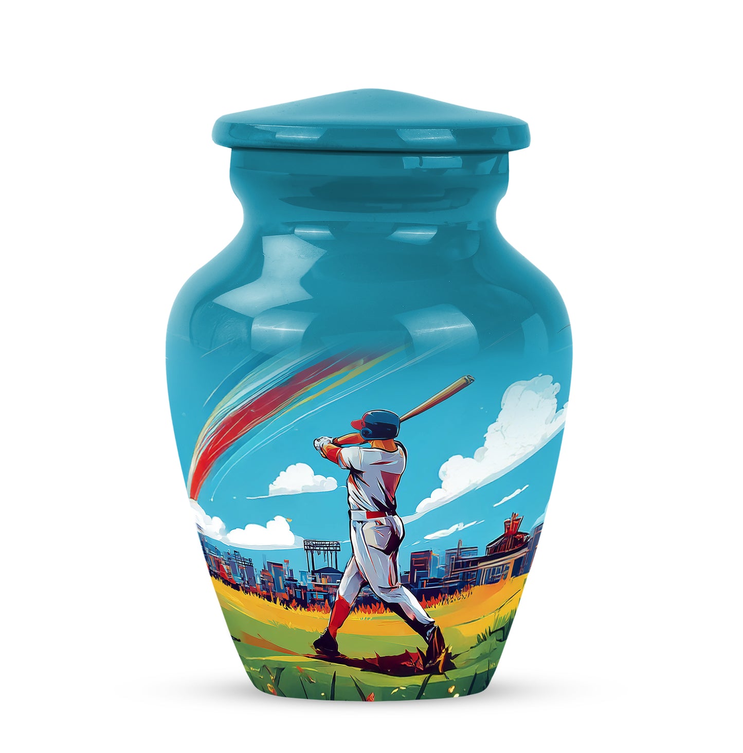 Distinguished Teal Baseball Cremation Urn for Ashes - 10-inch, 200 cu in - Yatskia