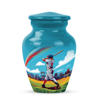 Distinguished Teal Baseball Cremation Urn for Ashes - 10-inch, 200 cu in - Yatskia