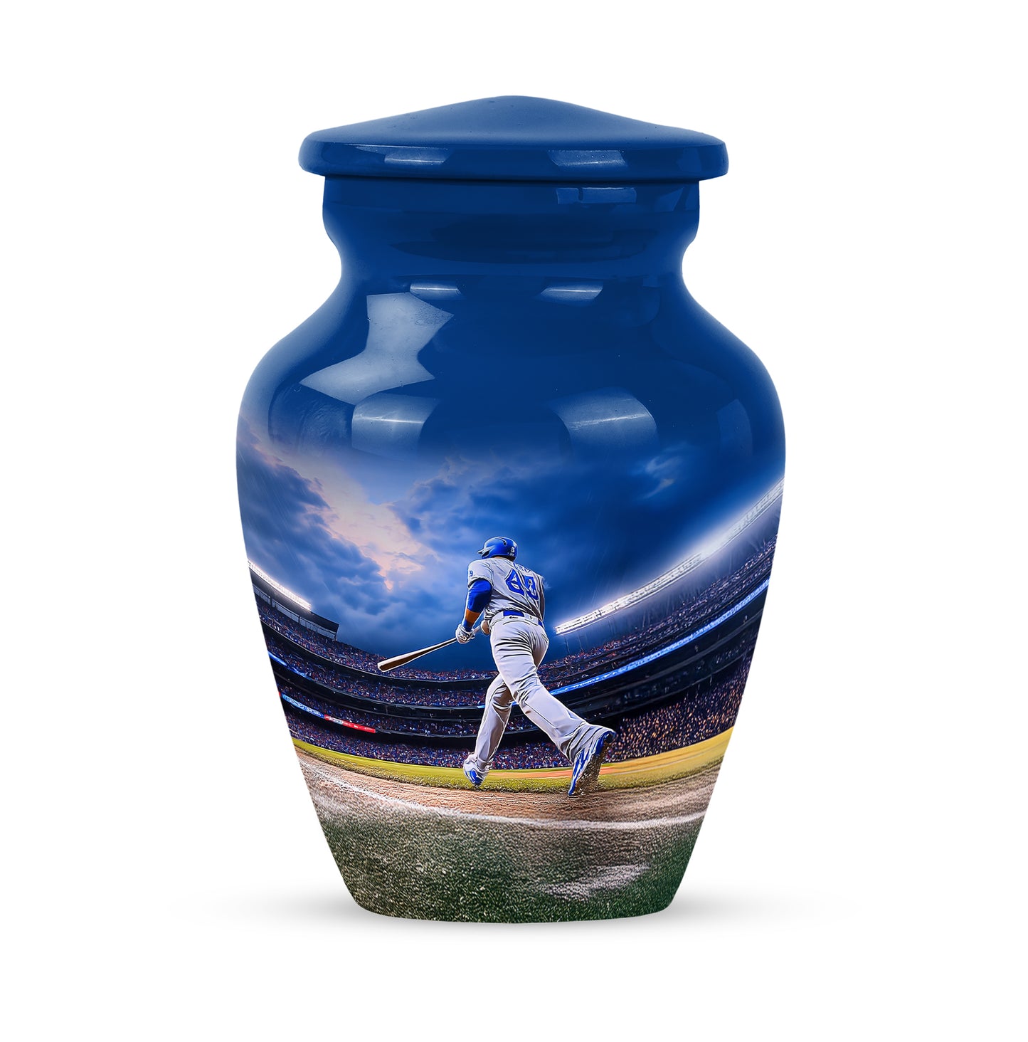 Lustrous Baseball Cremation Urns for Human Ashes - Blue 10-inch - Yatskia