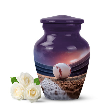 Timeless Purple Baseball Cremation Urn for Ashes - 10-inch, 200 cu in - Yatskia