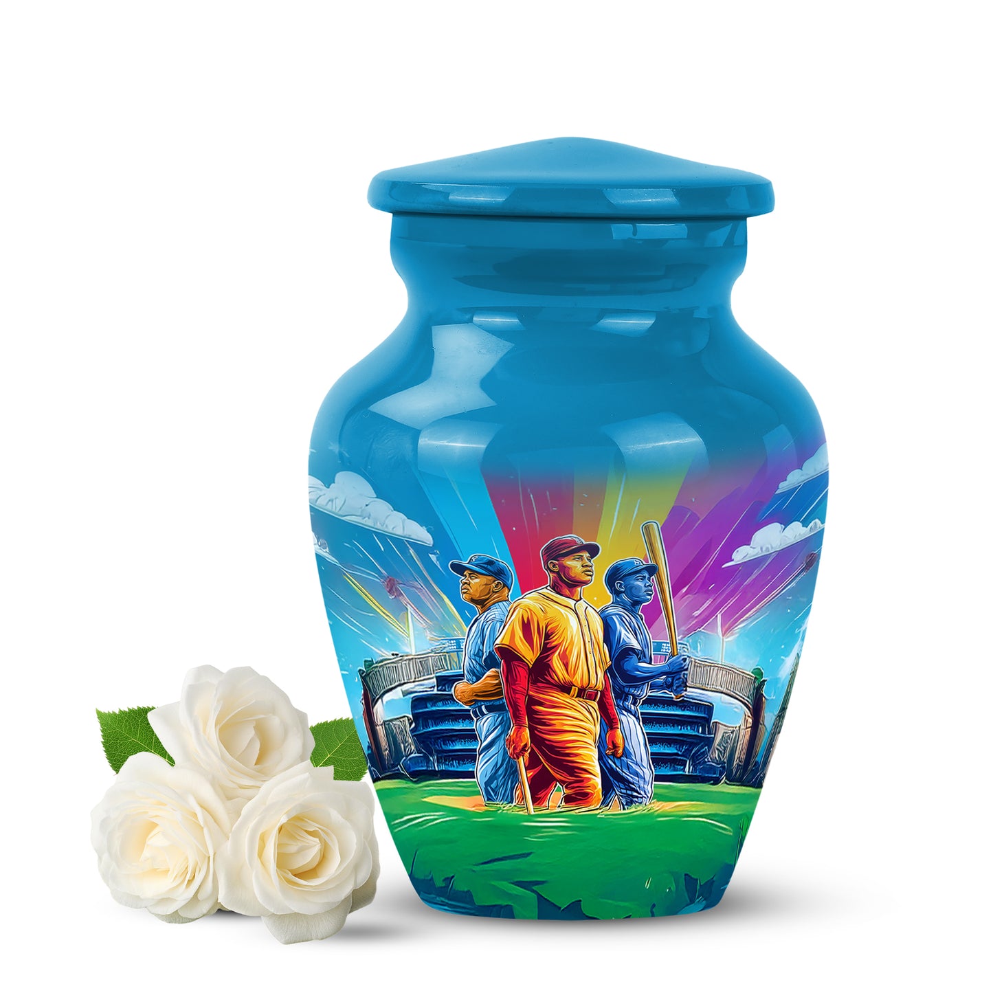 Blue Resounding Baseball Memorial Urn for Ashes - 10-inch, 200 cu in - Yatskia