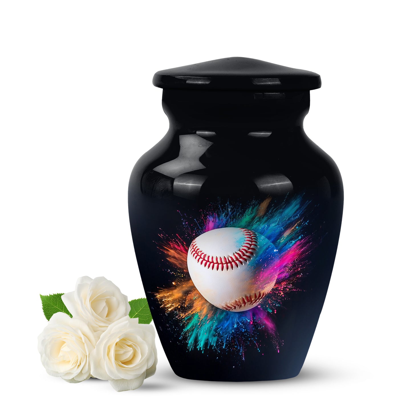 Distinguished Black Baseball Cremation Urn for Ashes - 10-inch, 200 cu in - Yatskia