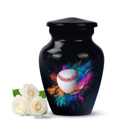 Distinguished Black Baseball Cremation Urn for Ashes - 10-inch, 200 cu in - Yatskia