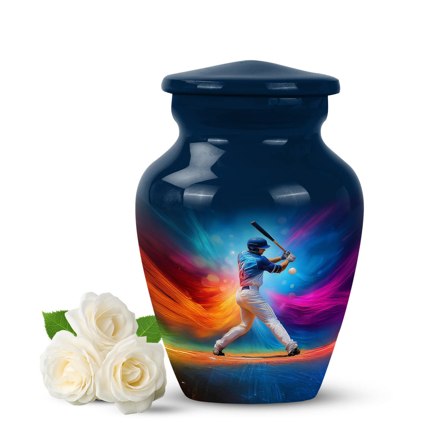 Blue Baseball Resting Place Cremation Urns for Human Ashes - 10-inch, 200 cu in - Yatskia