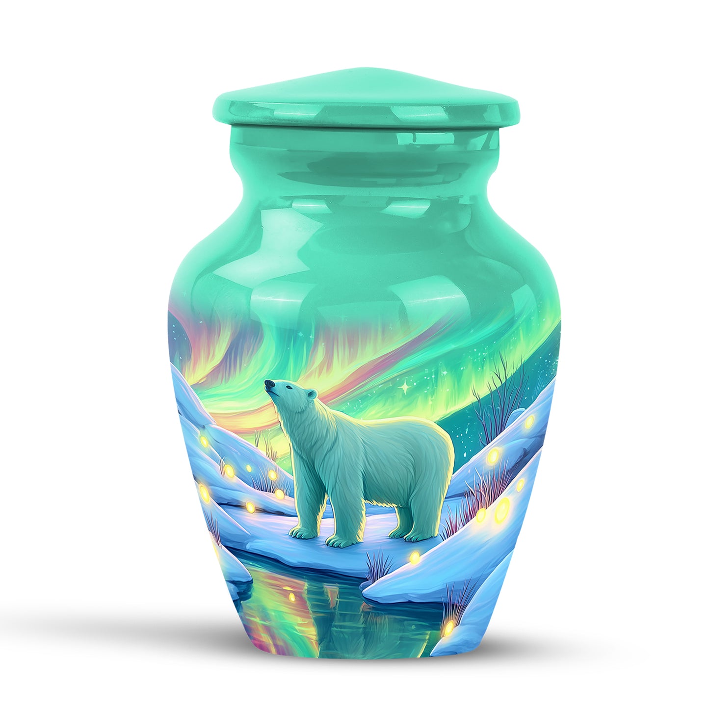 Personalized Refined Bear Cremation Urns - Teal 10-inch, 200 cu in - Yatskia