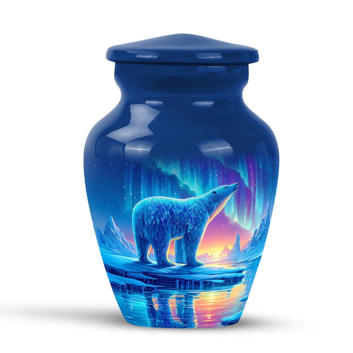 Ethereal Bear Memorial Cremation Urns - Blue 10-inch, 200 cu in - Yatskia