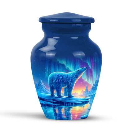 Ethereal Bear Memorial Cremation Urns - Blue 10-inch, 200 cu in - Yatskia