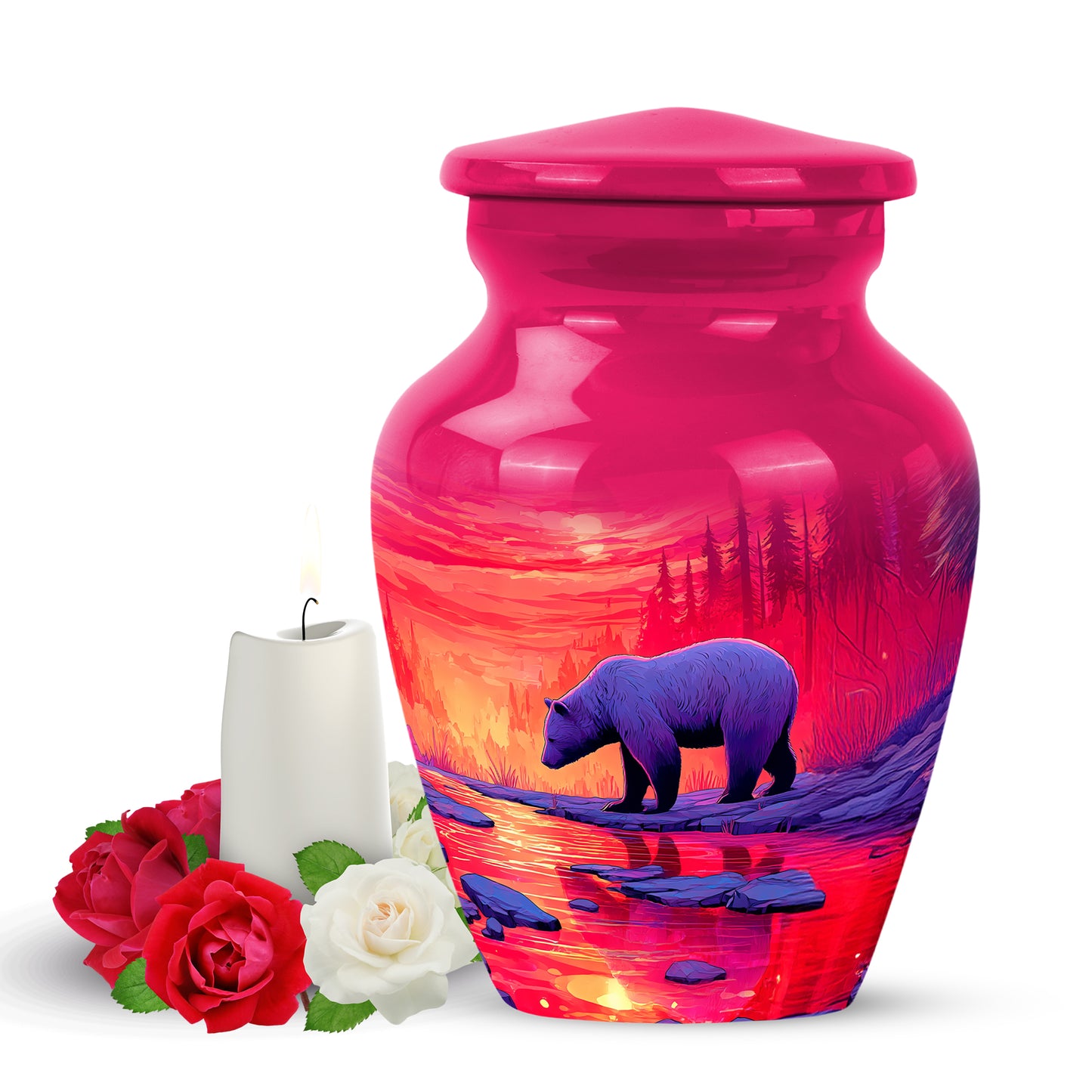 Pink Bear Cremation Urns - Honored Solace 10-inch, 200 cu in - Yatskia