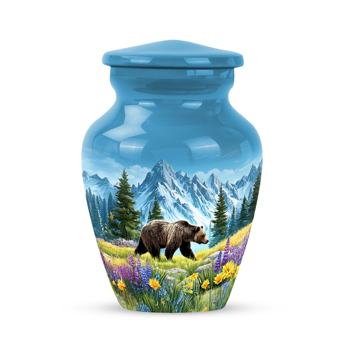 Personalized Eternal Bear Cremation Urns - Blue 10-inch, 200 cu in - Yatskia