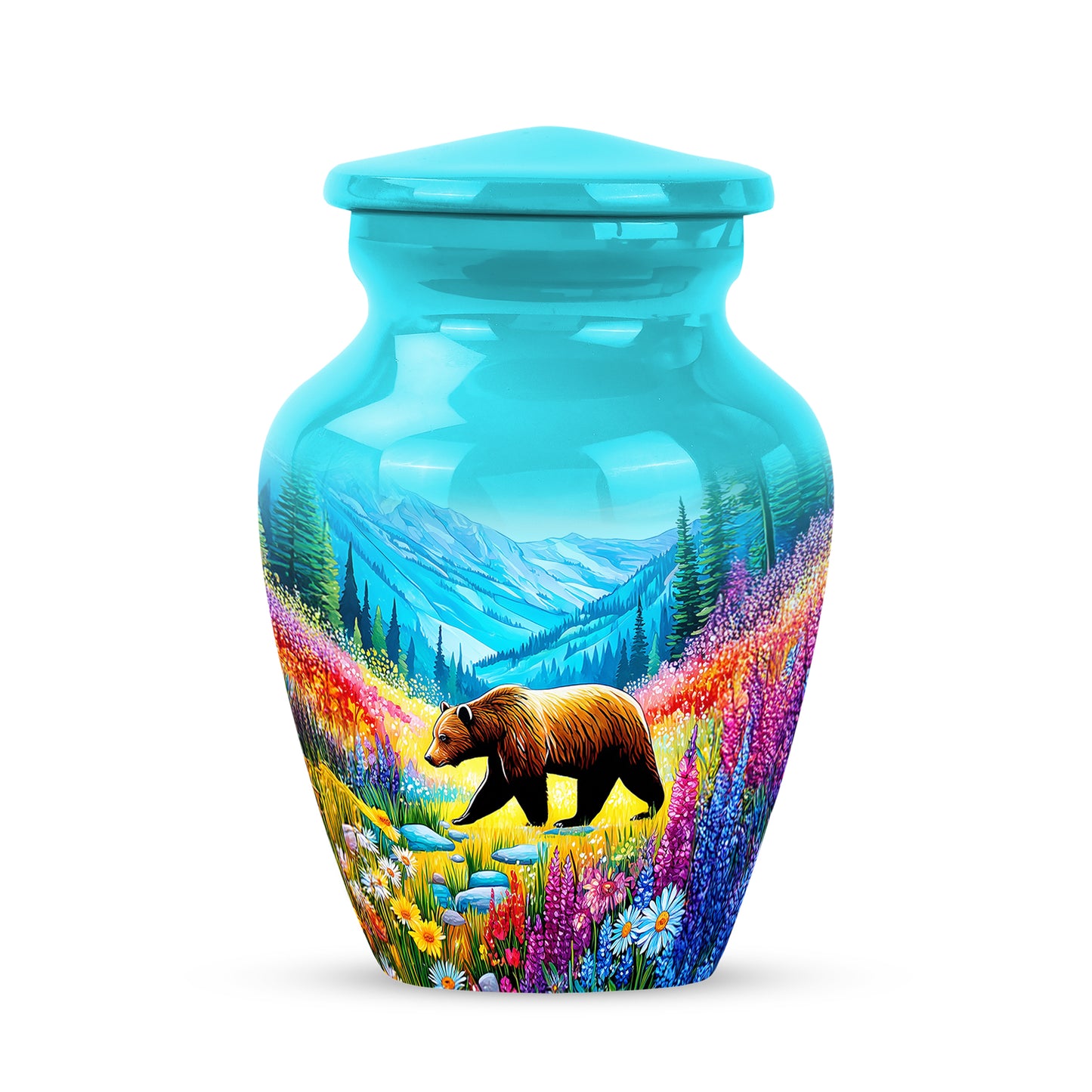 Personalized Teal Heavenly Bear Cremation Urns for Human Ashes - 10-inch, 200 cu in - Yatskia