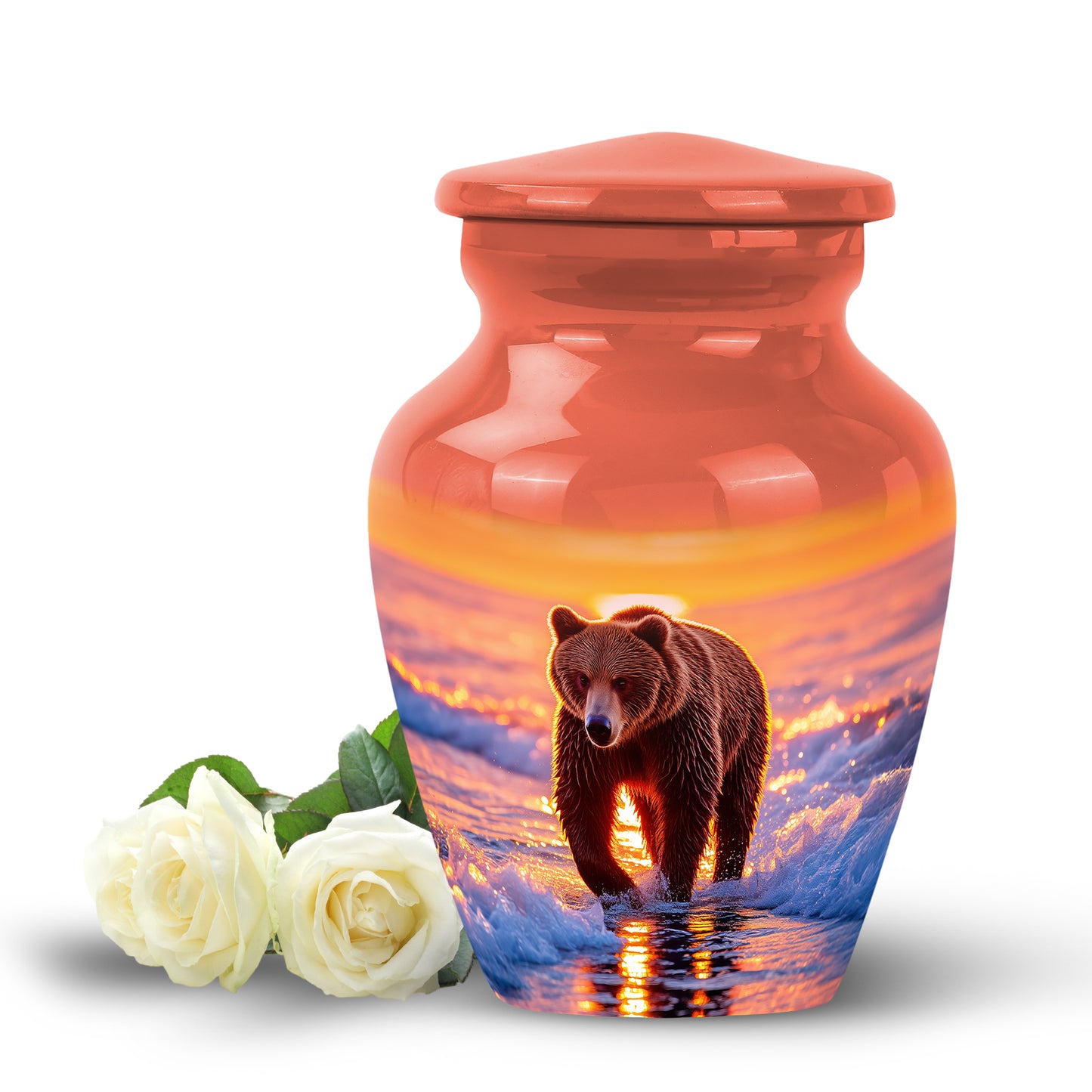 Red Stately Bear Cremation Urns for Human Ashes - 10-inch, 200 cu in - Yatskia