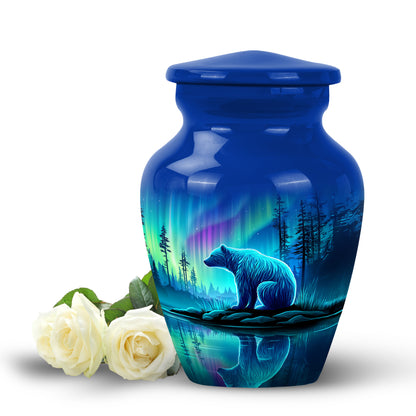 Personalized Eternal Bear Cremation Urns - Blue 10-inch, 200 cu in - Yatskia