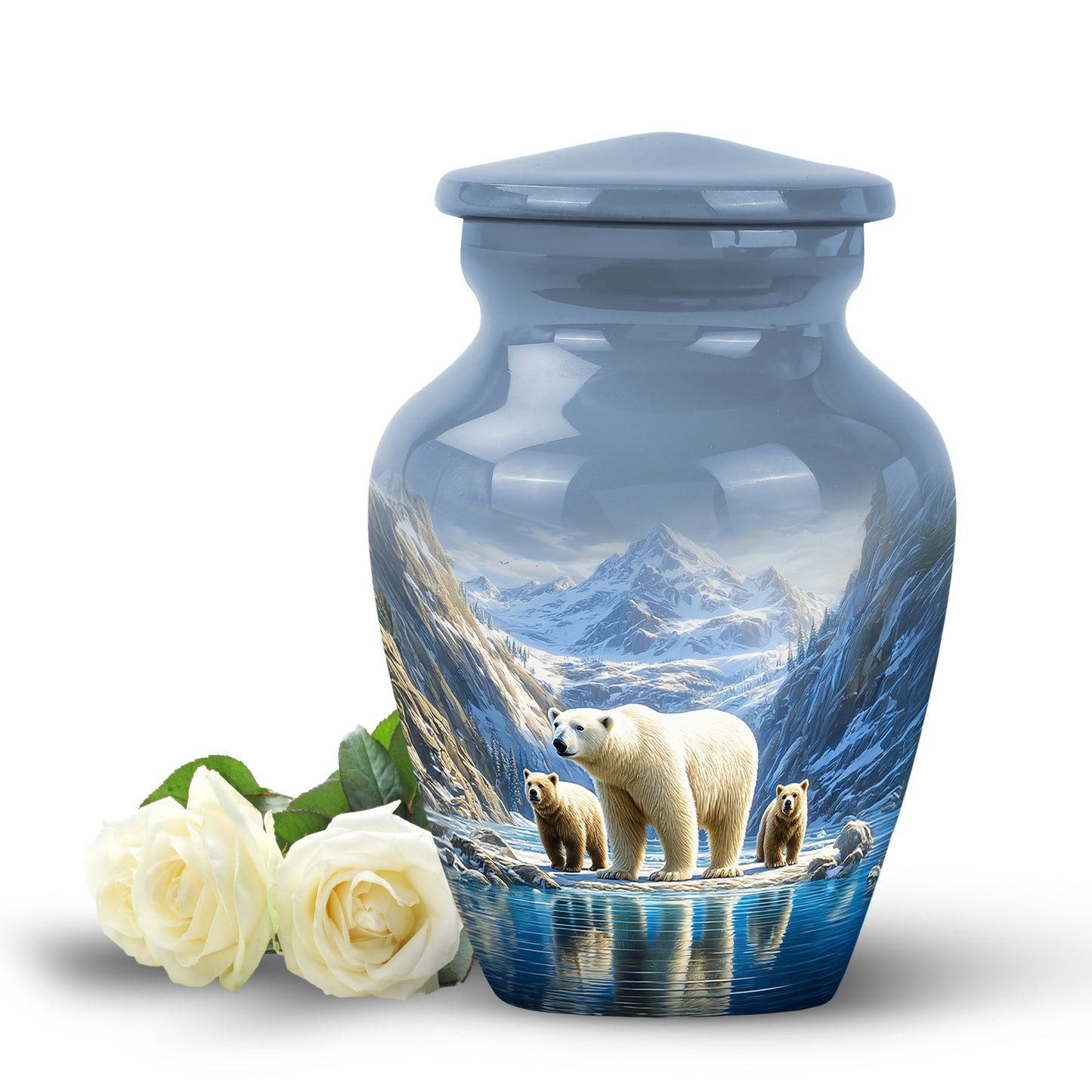 Inspiring Blue Bear Journey Urn for Human Ashes - 10-inch, 200 cu in - Yatskia