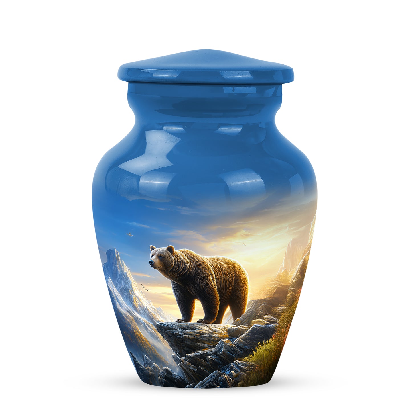 Personalized Bear Cremation Urns - Wondrous Blue 10-inch, 200 cu in - Yatskia