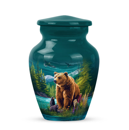 Personalized Teal Heavenly Bear Cremation Urns for Human Ashes - 10-inch, 200 cu in - Yatskia