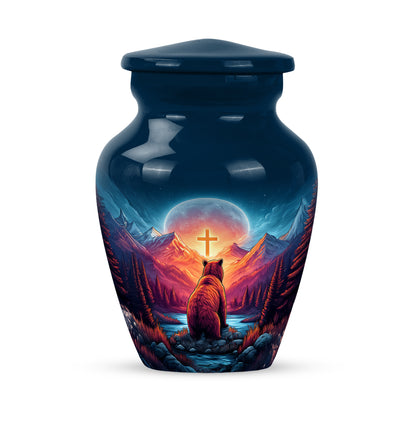 Ethereal Bear Memorial Cremation Urns - Blue 10-inch, 200 cu in - Yatskia