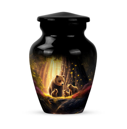 Personalized Elegant Bear Cremation Urns - Black 10-inch, 200 cu in - Yatskia