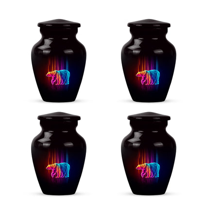 Glossy Black Bear Cremation Urn side profile showing urn shape - timeless bear motif etched into premium metal - 10 inch aluminum urn for cremated remains