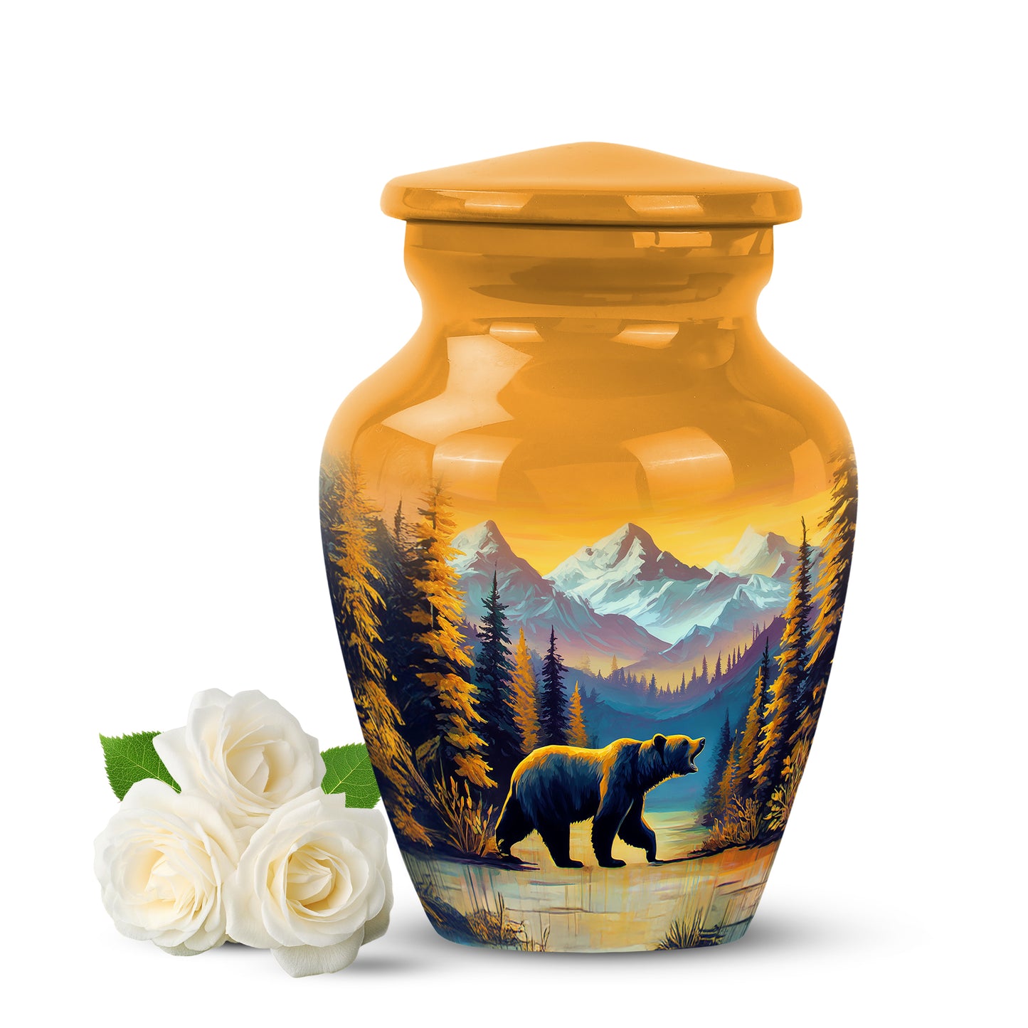 Gold Bear Cremation Urns - Enduring Sentinel 10-inch, 200 cu in - Yatskia