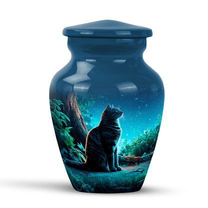 Blue Cat Journey Cremation Urns for Human Ashes - 10-inch, 200 cu in - Yatskia