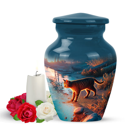 Personalized Blue Heavenly Cat Cremation Urns for Human Ashes - 10-inch, 200 cu in - Yatskia